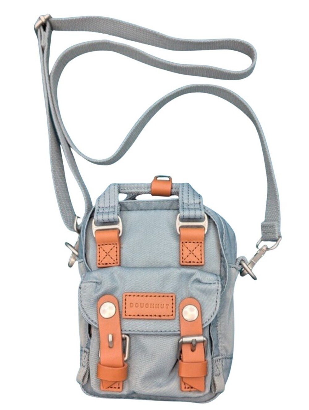 Doughnut Macaroon Tiny Earth Tone Series Crossbody Bag Washed Denim